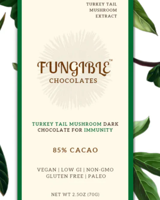 Fungible Chocolates Turkey Tail Mushroom Dark Chocolate bar 85%